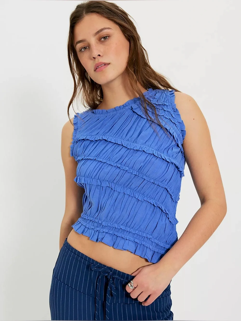 Free People Pink Sands Smocked Top